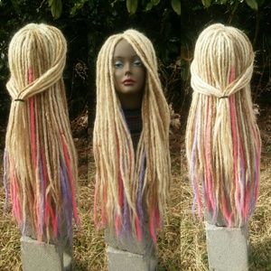 Long blonde lavender pink ombre pastel wig